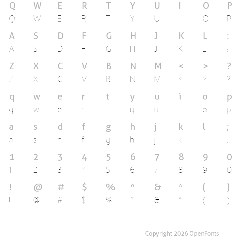 Character Map of LT Streak Thin