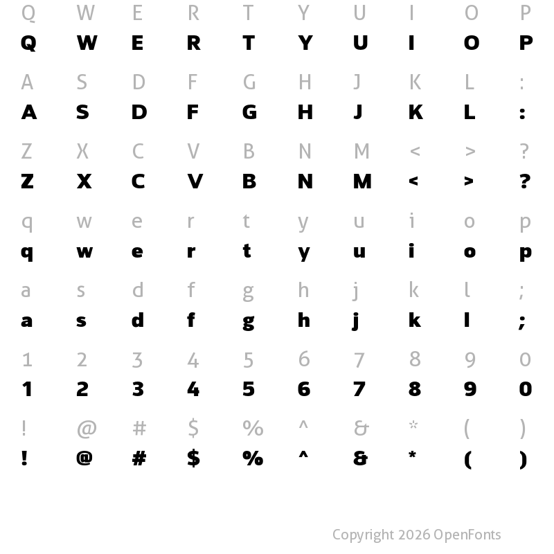 Character Map of LT Streetway Neue Black