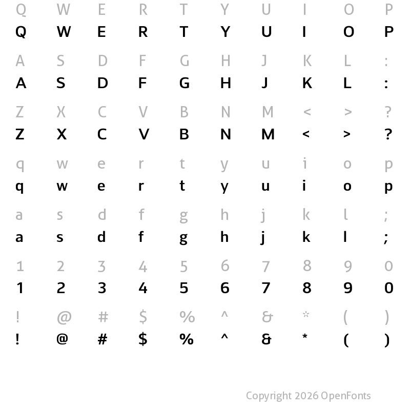 Character Map of LT Streetway Neue Semi Bold