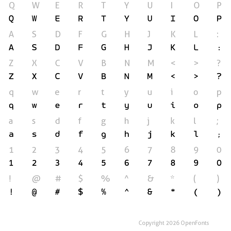 Character Map of LT Wave Mono Medium