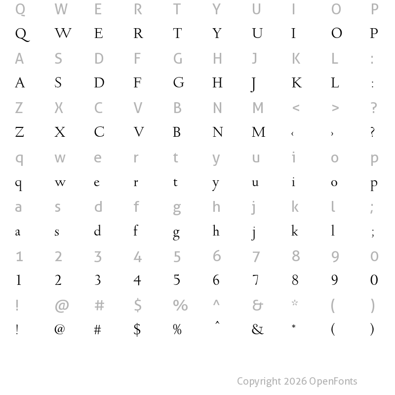 Character Map of LTC Deepdene Pro Regular