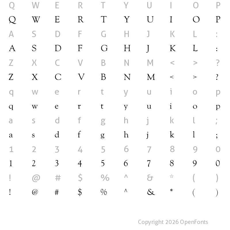 Character Map of LTC Goudy Oldstyle Pro Regular