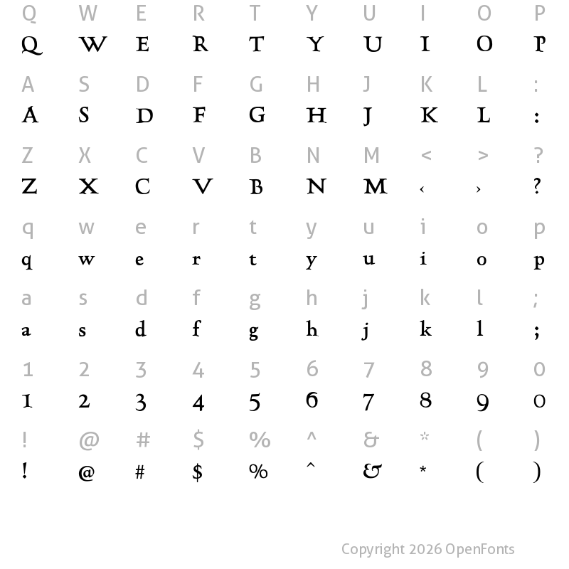 Character Map of LTC Hadriano Pro Regular