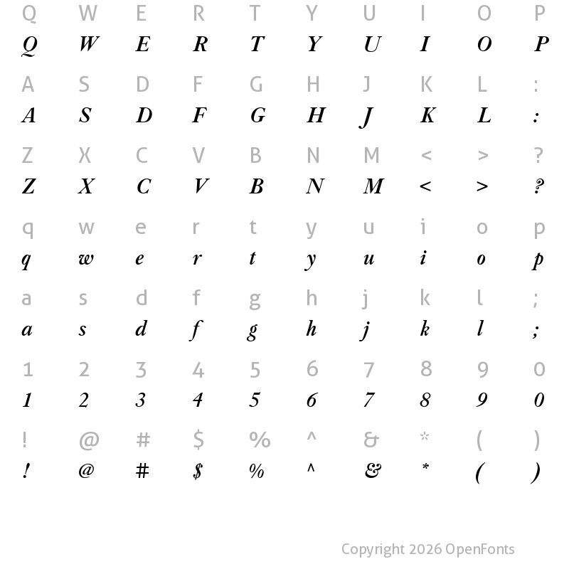 Character Map of LTCCaslonLongPro-BoldItalic ?