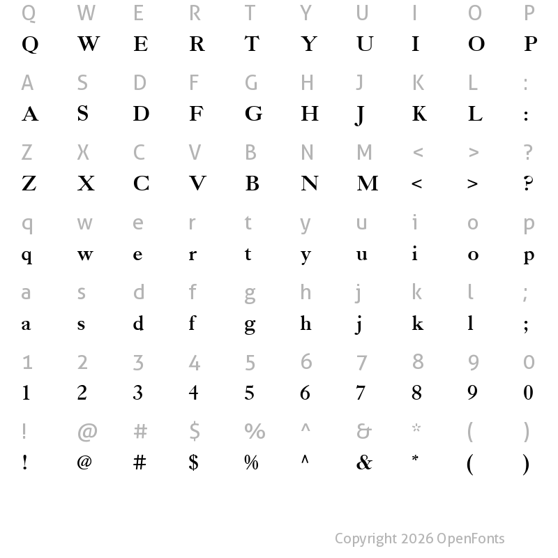 Character Map of LTCCaslonPro-Bold ?