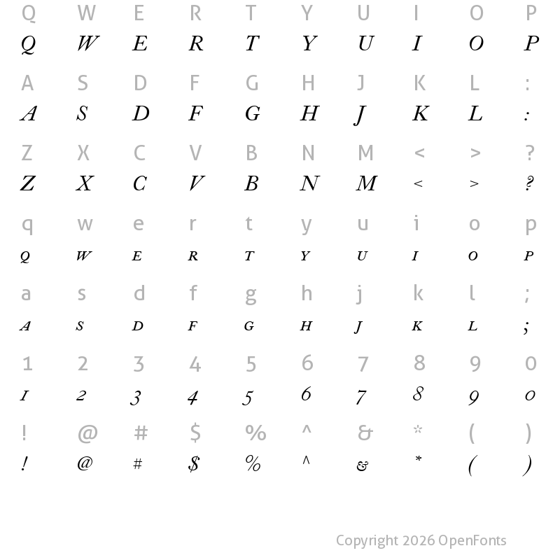 Character Map of LTCCaslonSmallCaps-Italic ?