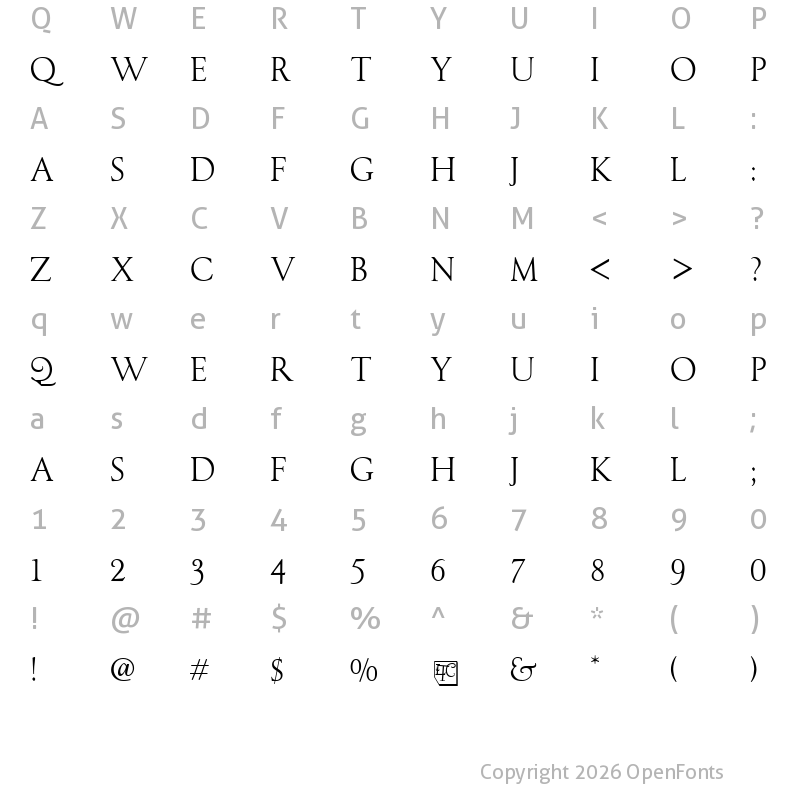 Character Map of LTCRecordTitleW00-Regular Regular