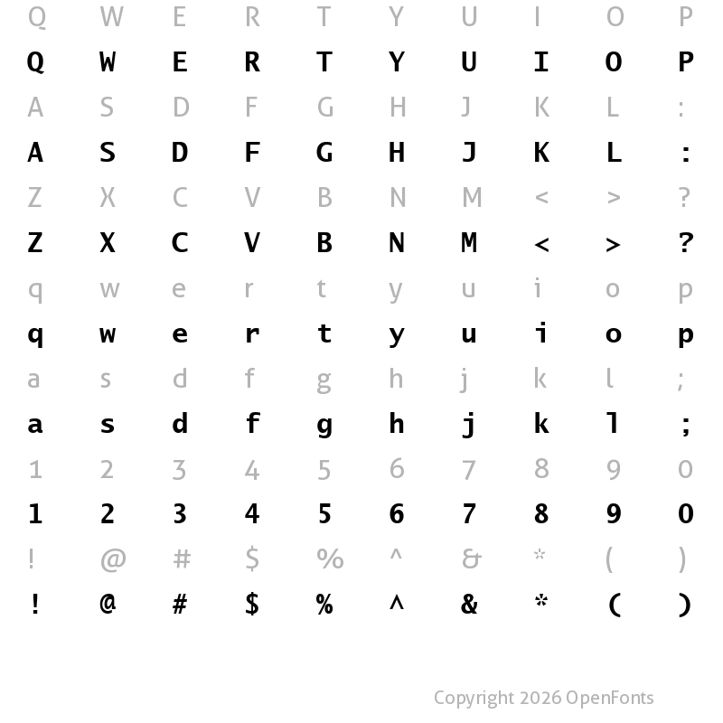 Character Map of Lucida Sans Typewriter Bold