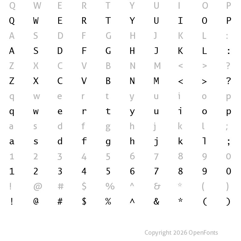 Character Map of Lucida Sans Typewriter Regular