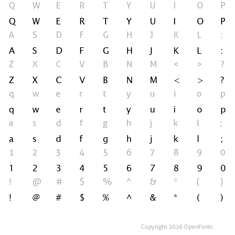 Character Map of Lucida Sans Unicode Regular