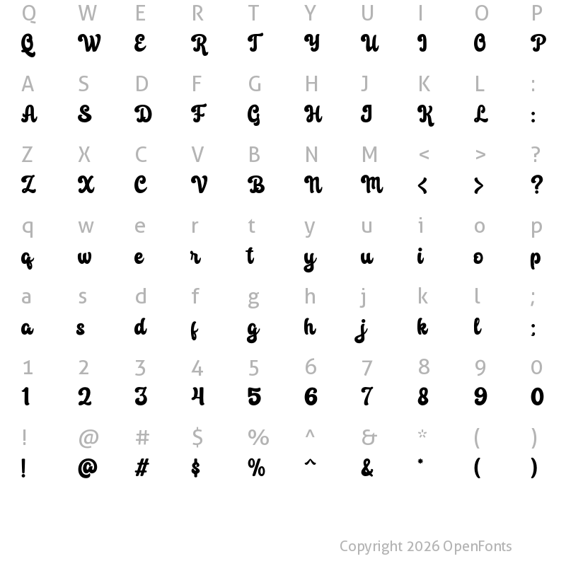 Character Map of Luckie Bluchi Regular