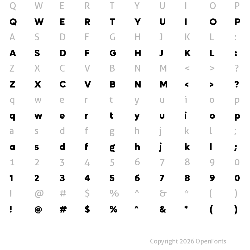 Character Map of Lufga ExtraBold