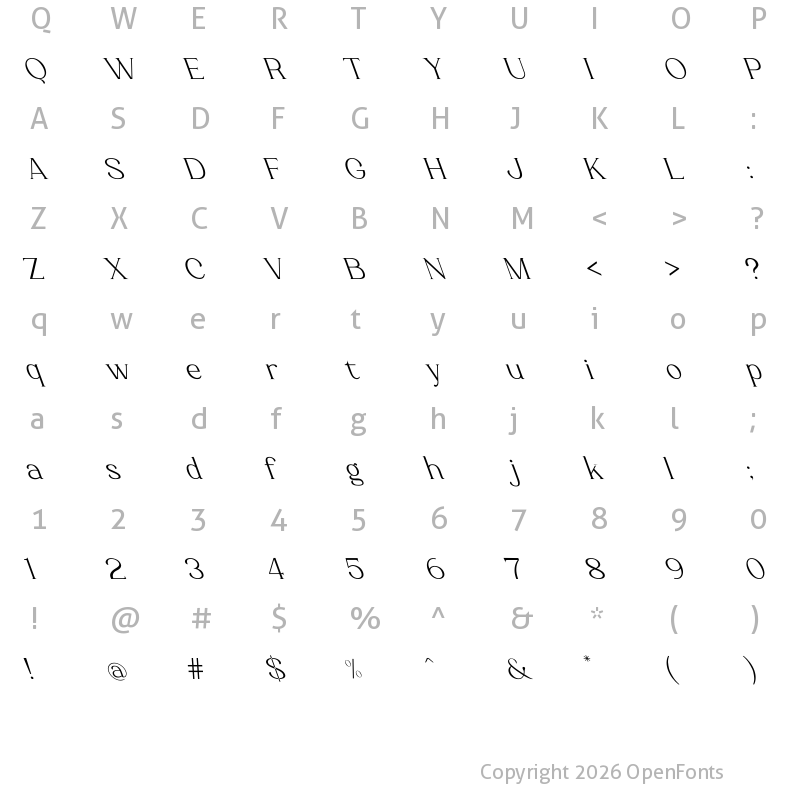 Character Map of Luimp Oblique