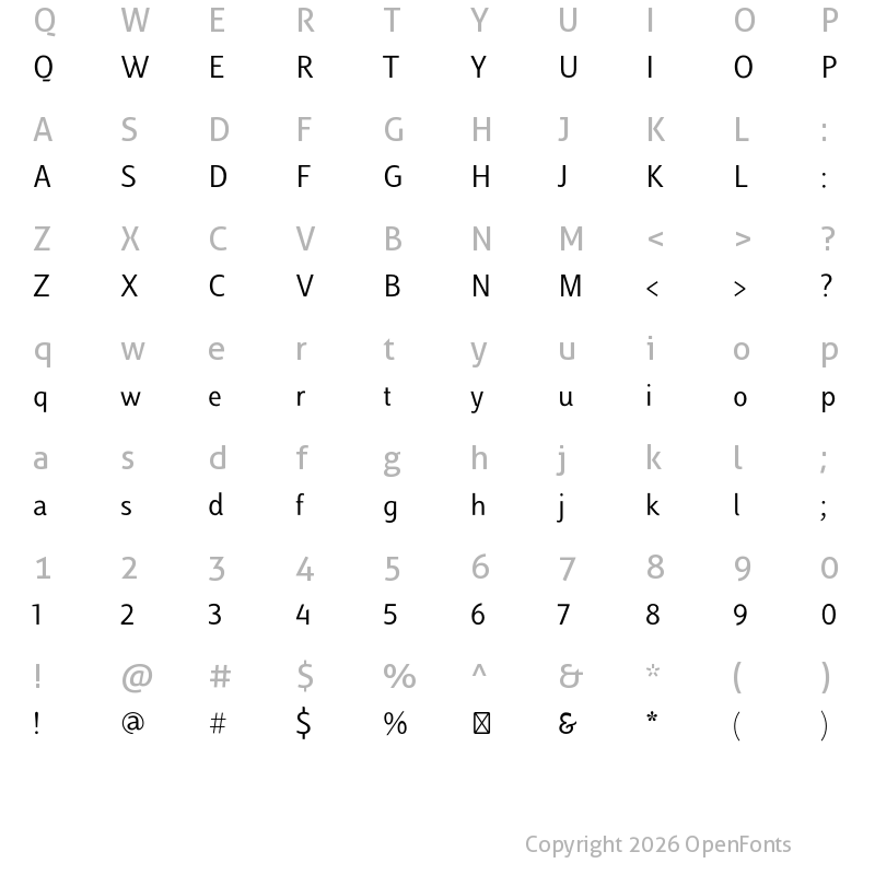 Character Map of Luiss Sans Regular