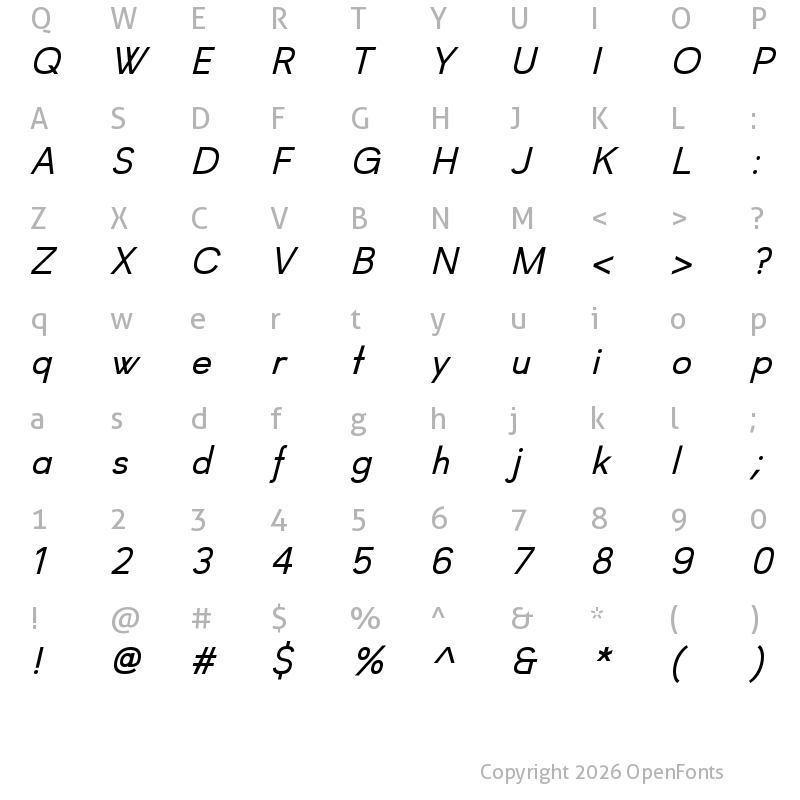 Character Map of Lumineux Italic-Bold