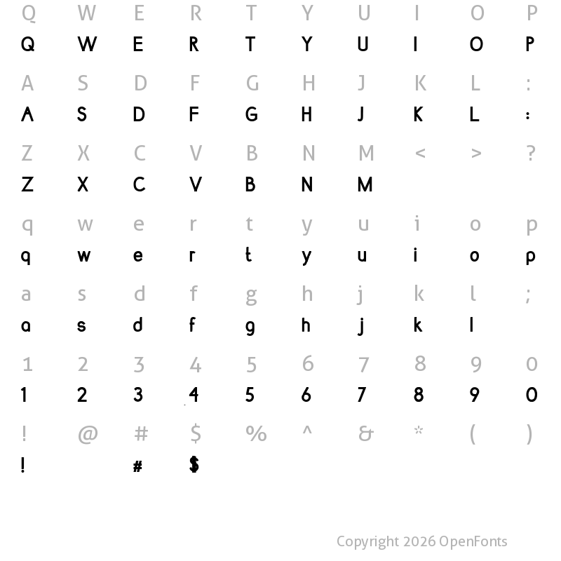 Character Map of Lumnia Bold