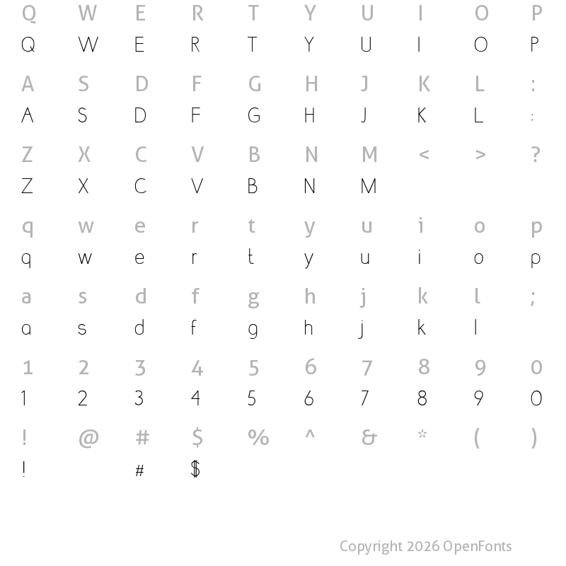 Character Map of Lumnia Thin