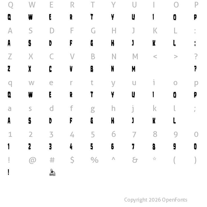 Character Map of Lunes Sangriento Regular