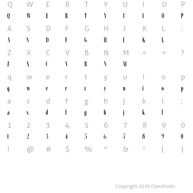 Character Map of Lunette Bold