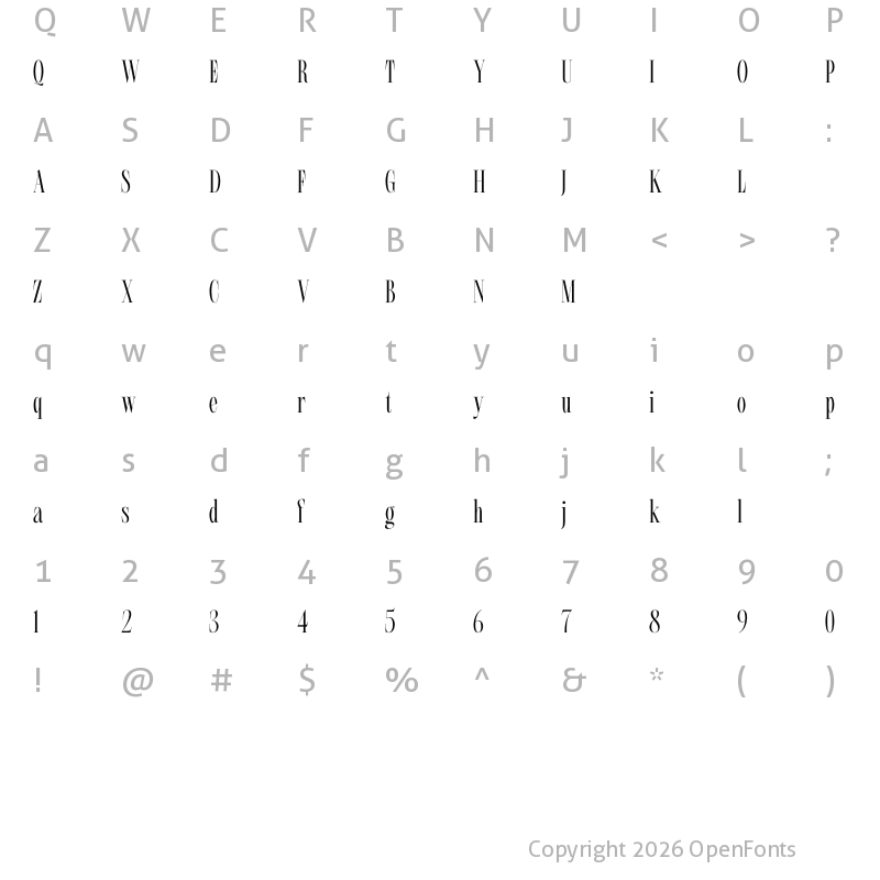 Character Map of Lunette Regular