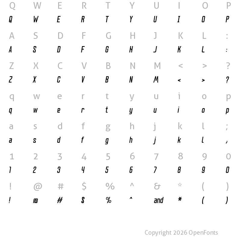 Character Map of Lushgunin-BoldItalic ?
