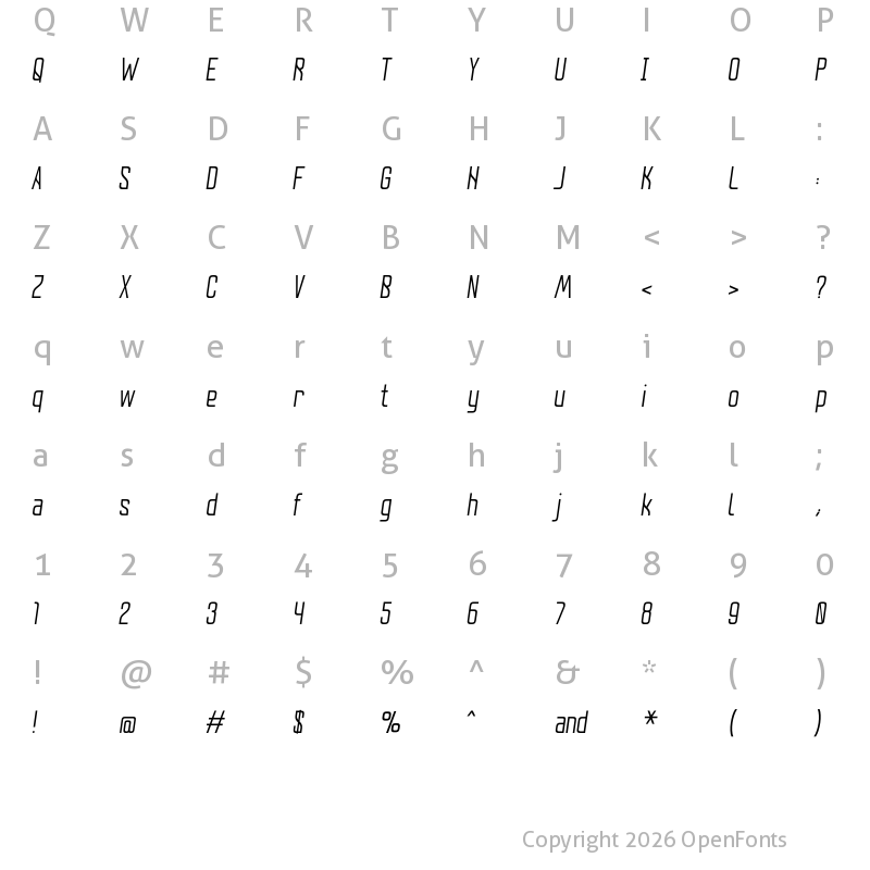 Character Map of Lushgunin-NormalItalic ?