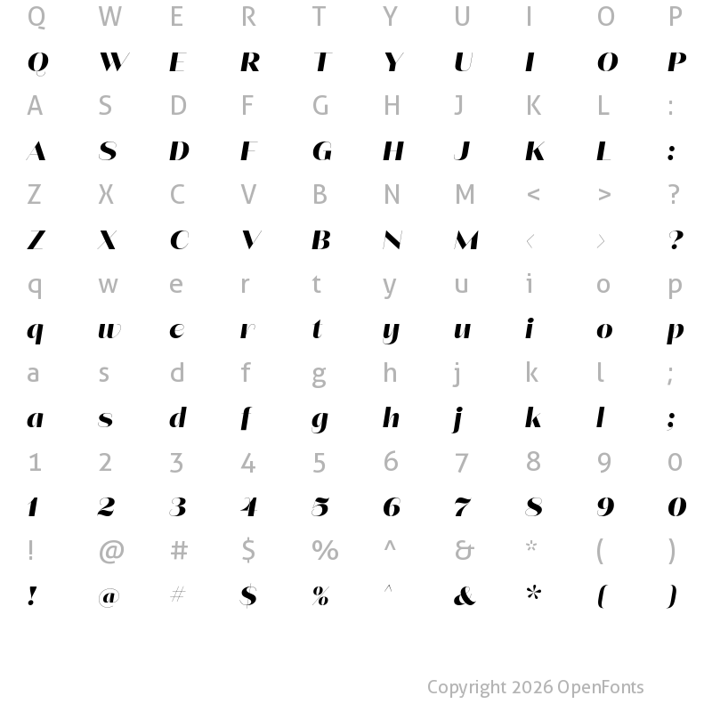 Character Map of Lust Sans Black Italic