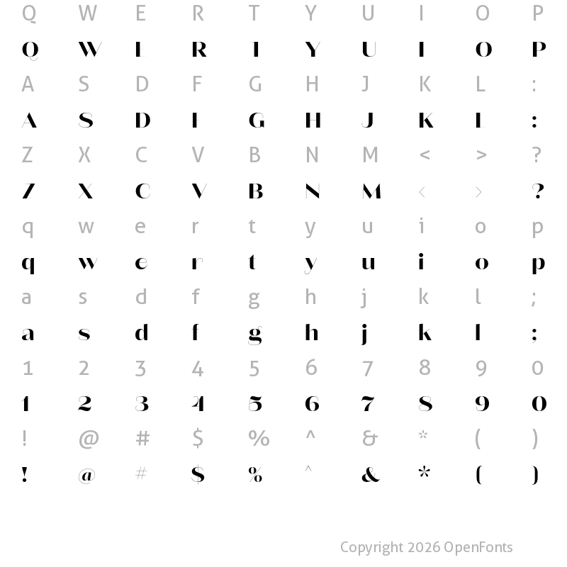 Character Map of Lust Sans Bold