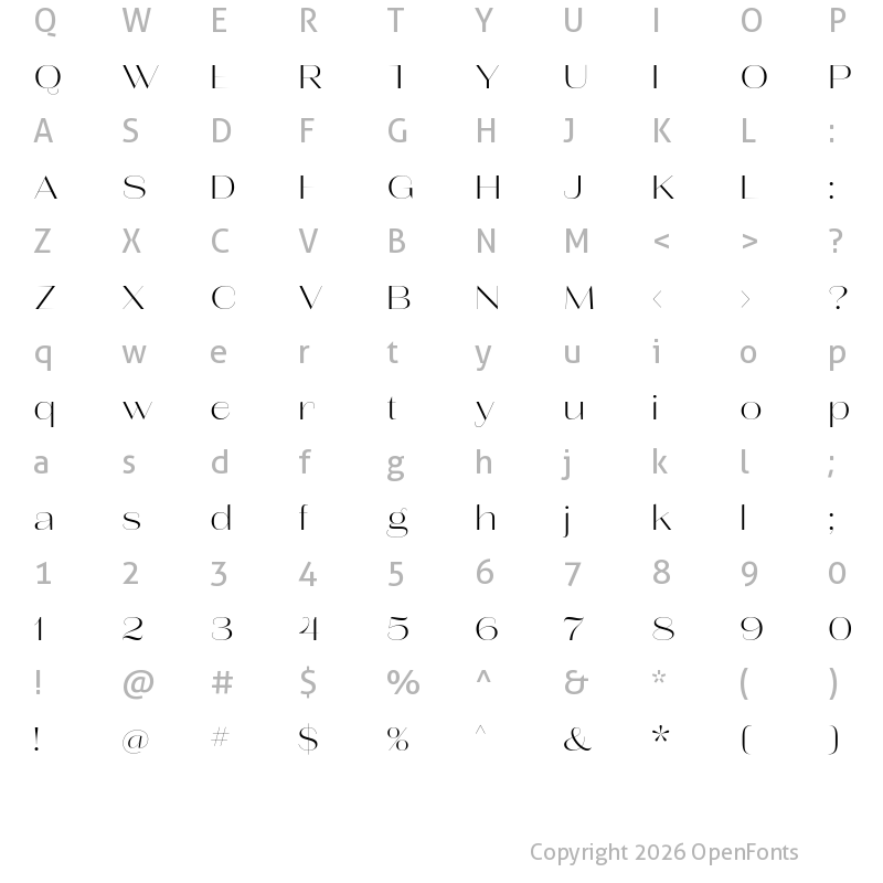 Character Map of Lust Sans Light