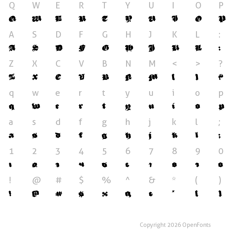 Character Map of Lux Contra Tenebras Rotated Regular