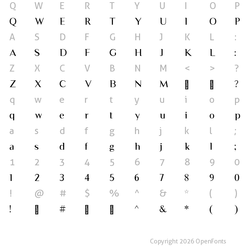 Character Map of Luxia Display