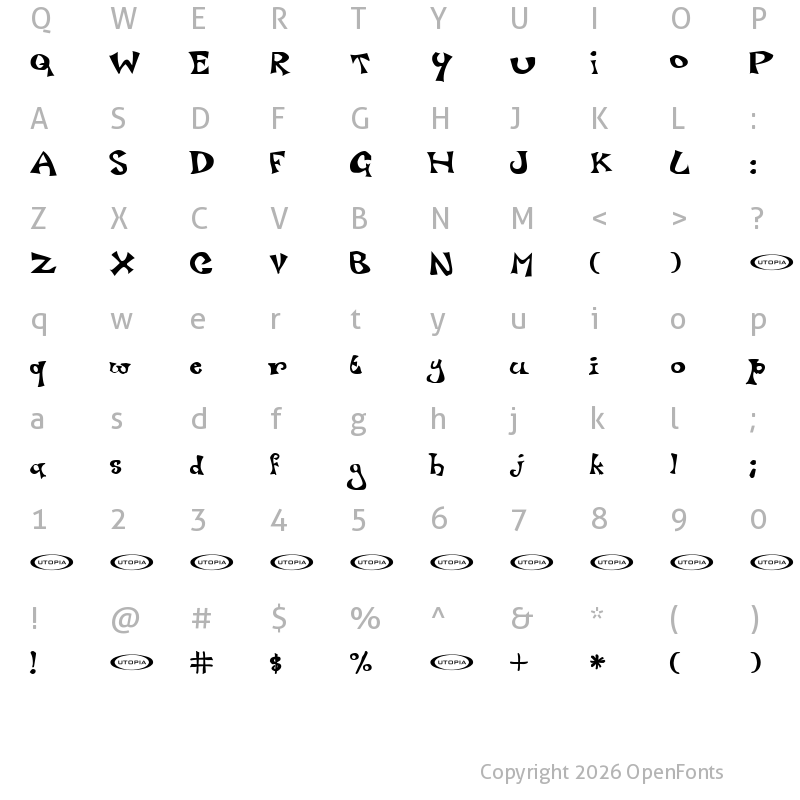 Character Map of Luxo Regular