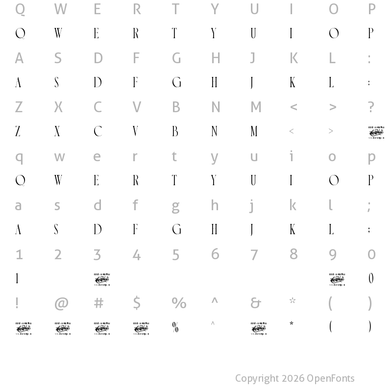 Character Map of Luxoorea Regular