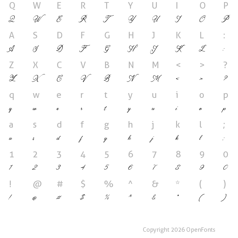 Character Map of Luxuriougenics Regular