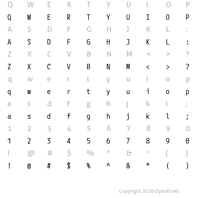 Character Map of M PLUS Code Latin Regular
