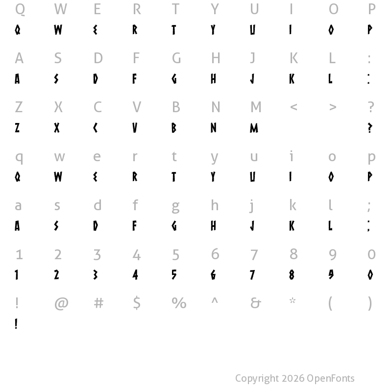 Character Map of Macedonia Old Regular