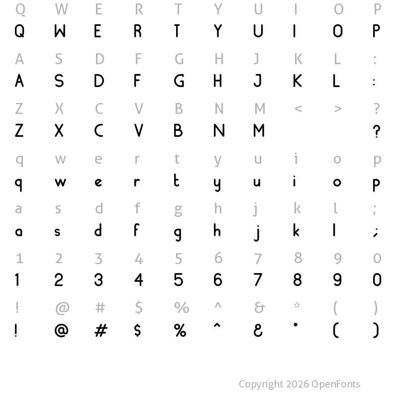 Character Map of Machala Sans Regular