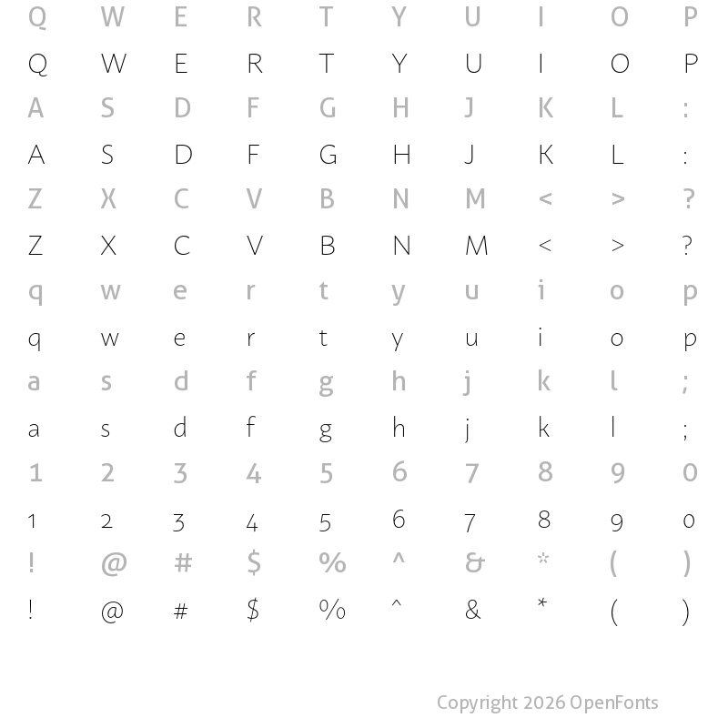 Character Map of Macho ExtraLight