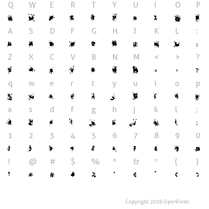 Character Map of Mad Bubbles Regular