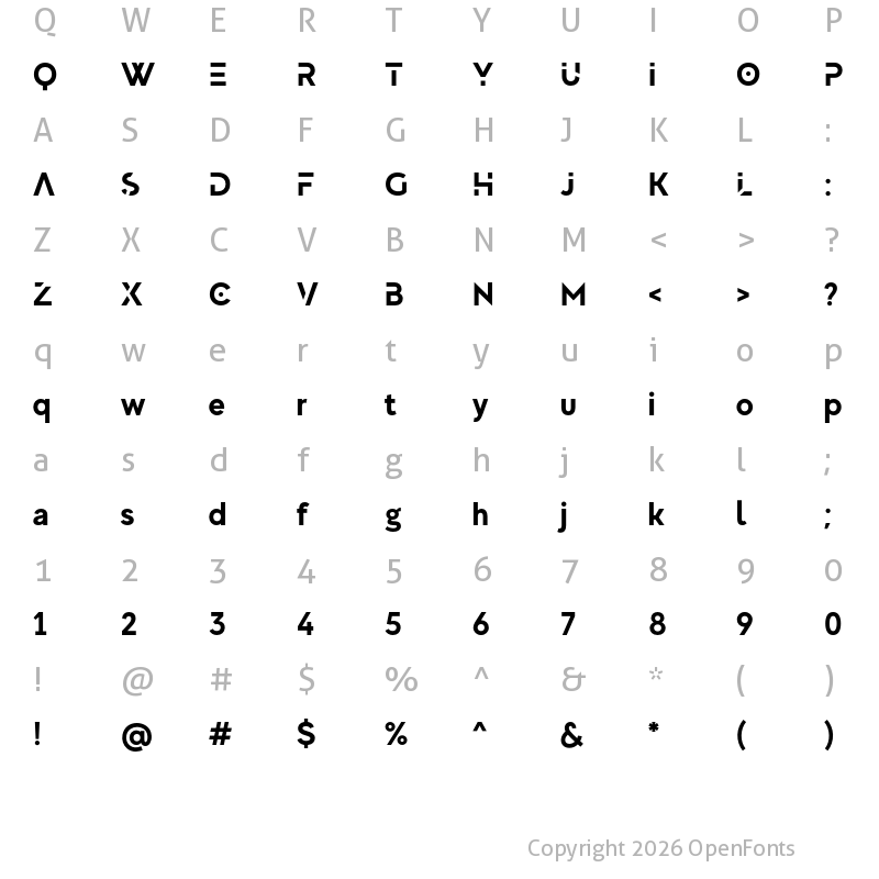 Character Map of MADE Evolve Sans EVO Bold