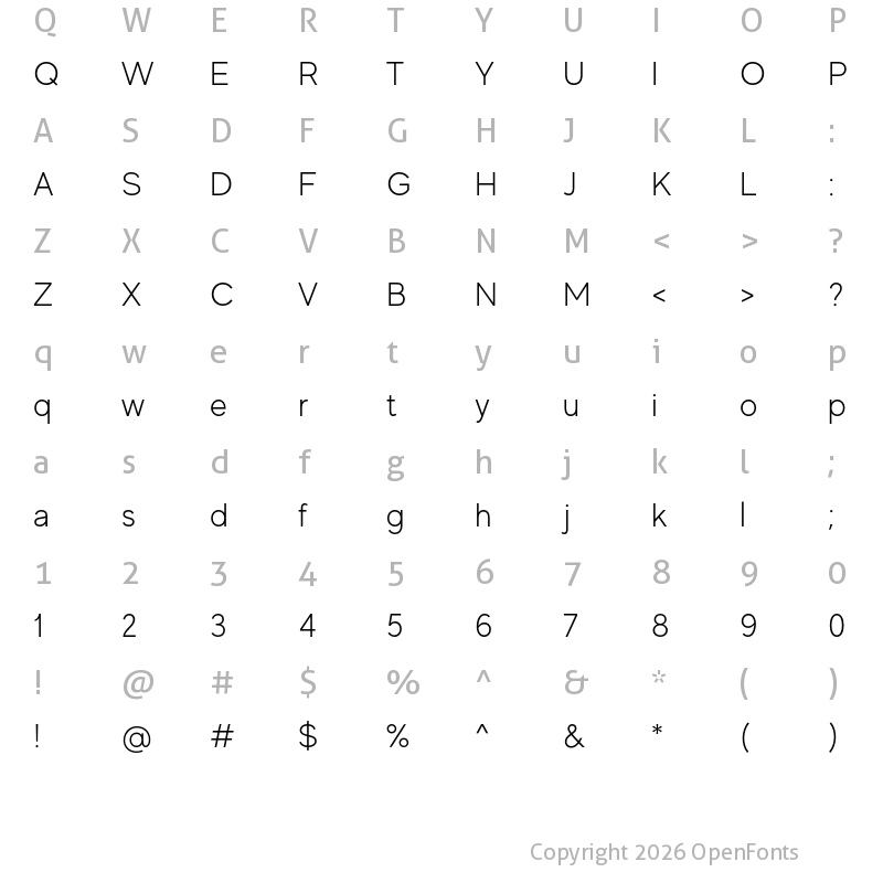 Character Map of MADE Evolve Sans Light