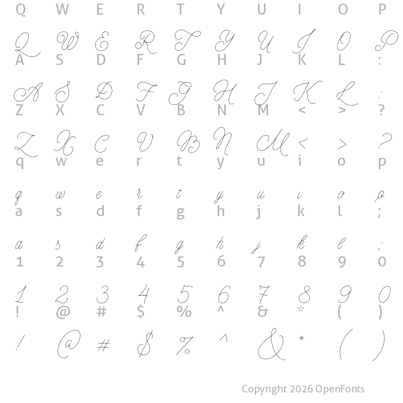 Character Map of MADE Florence Script Regular