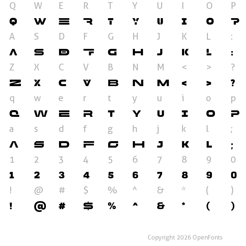 Character Map of MADE Future X HEADER Black