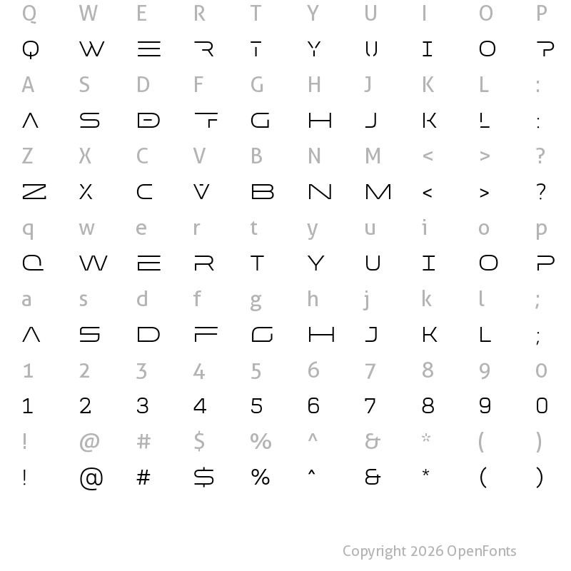 Character Map of MADE Future X HEADER Light