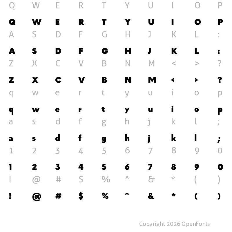 Character Map of MADE INFINITY Personal Use Black