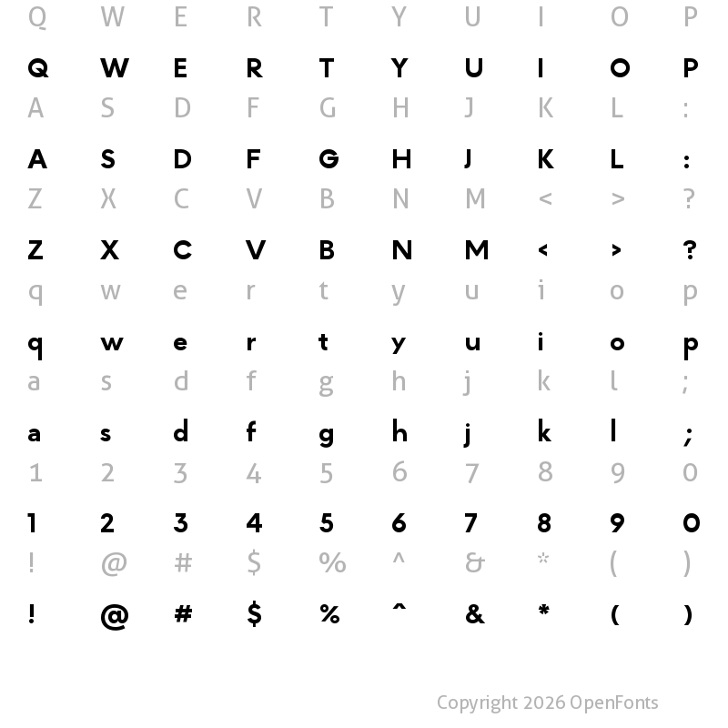 Character Map of MADE INFINITY PERSONAL USE Medium