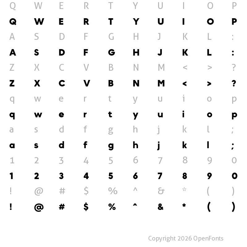 Character Map of MADE Okine Sans PERSONAL USE Bold