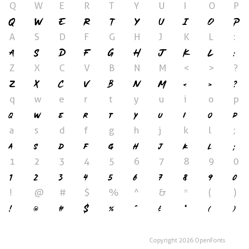 Character Map of MADE Soulmaze Brush Regular