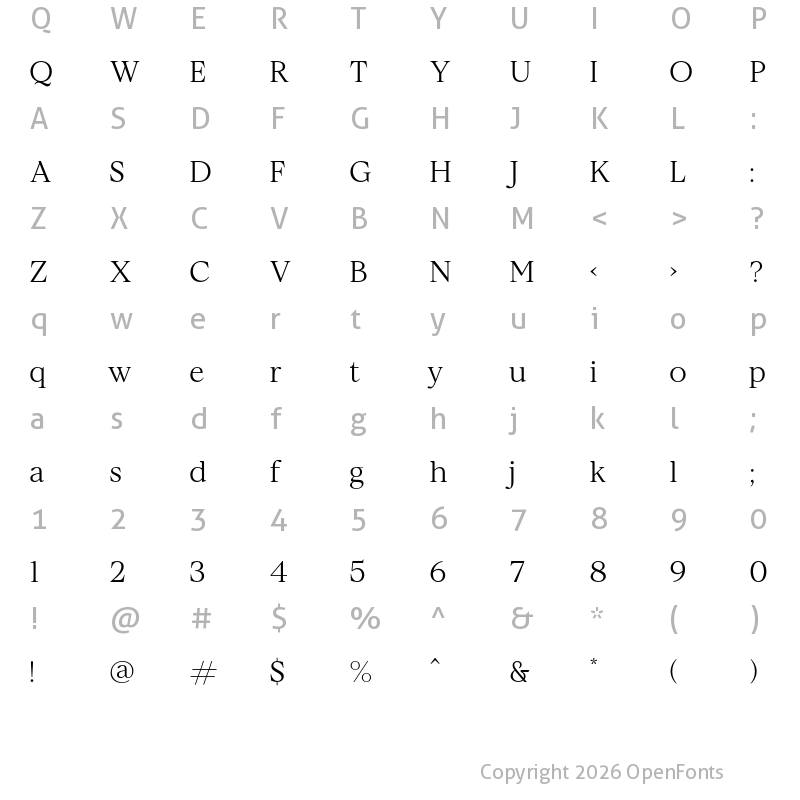 Character Map of MADE Voyager PERSONAL USE Light