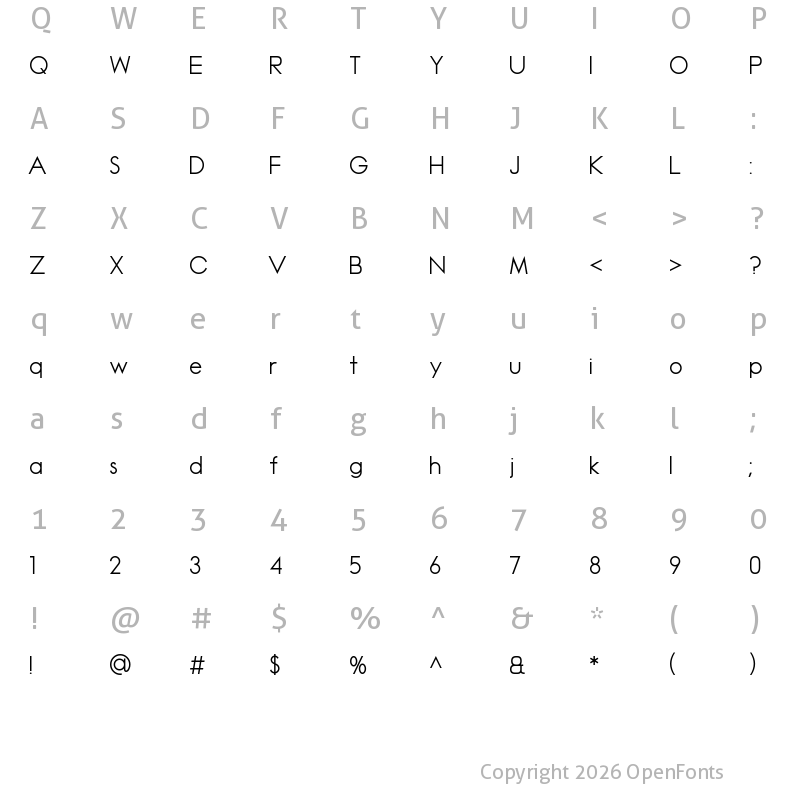 Character Map of Madeleina Sans Regular